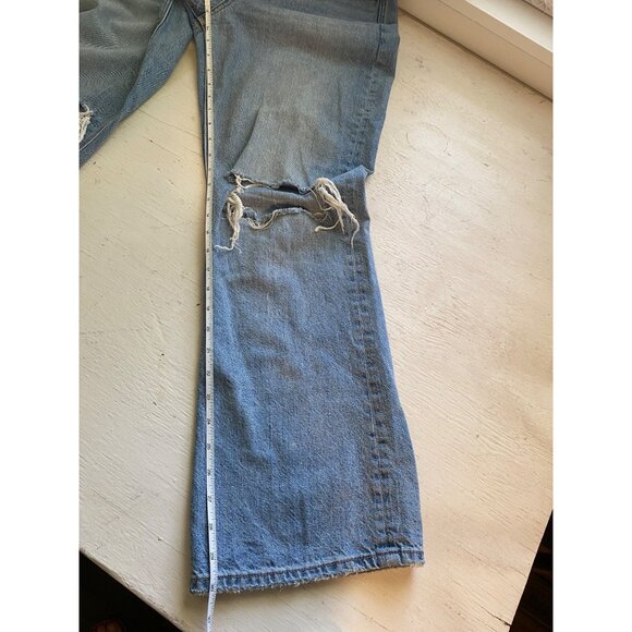 American Eagle 90s Bootcut Jeans Light Wash Distressed Knees Womens Size 10 - Picture 10 of 16